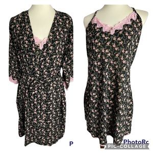 Enchanting Nighty and Robe Matching Floral Short Length L